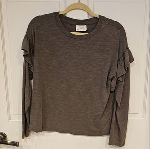 Basic long sleeve top with ruffle detail